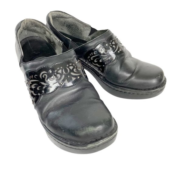 Ariat Woman's 11B Black‎ Leather Slip On Clog Shoes Tambour Cut Out Stud Accent - Picture 1 of 11